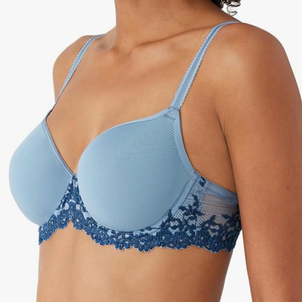 NWT WACOAL Women's Embrace Lace Contour Bra, blue 34C - Picture 2 of 3